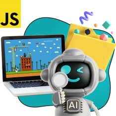 Язык программирования JavaScript + AI. Проектное обучение + геймификация + AI-помощники - КИБЕРшкола программирования для детей, компьютерные курсы для школьников, начинающих и подростков - KIBERone г. Ханты-Мансийск